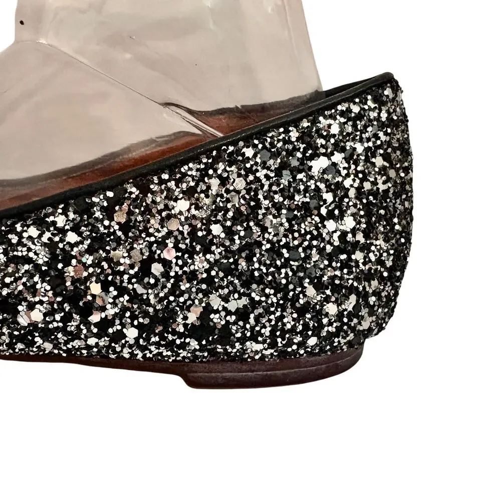 Madewell 1937 Black Glitter Sparkly Ballet Flats Pointed Toe Fairy Whimsygoth 9